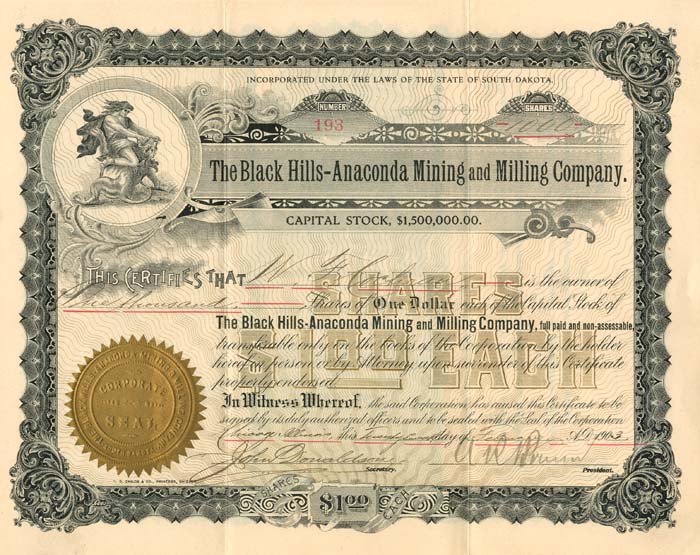 Black Hills-Anaconda Mining and Milling Co.